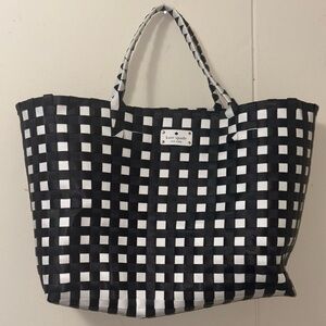 kate spade Black and White Woven Checker Tote